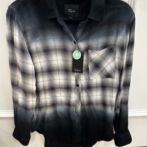NWT Rails Rialto Black and Gray Plaid women’s ombré Shirt